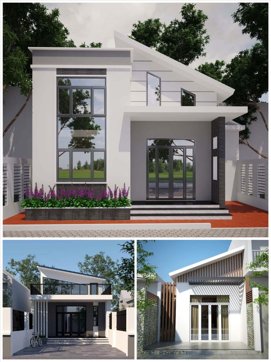 Nhà cấp 4 có gác lửng mái lệch